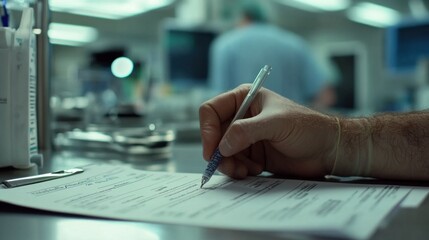 Doctor's notes, surgery prep, hospital background, medical record