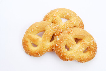 Sweet and tasty vanilla butter cookies. Isolated on white background.
