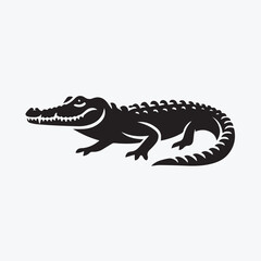 Naklejka premium Crocodile black silhouette vector illustration