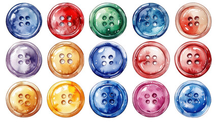 Fototapeta premium set of buttons watercolor isolated on white background