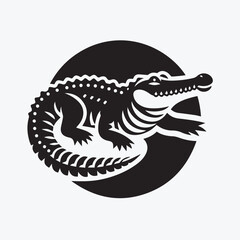 Fototapeta premium Crocodile black silhouette vector illustration