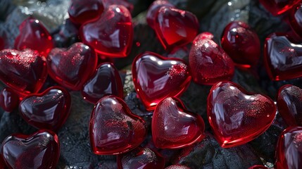 Abstract Pink And Purple Hearts Painted Artwork