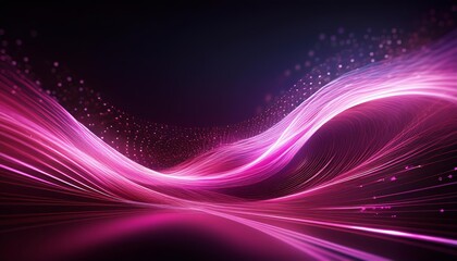 dynamic pink light streaks forming a wave pattern against a dark background, sparkling particles resembling stars