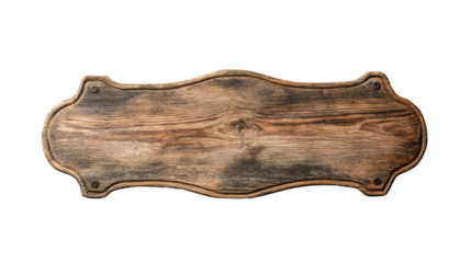 Old wooden sign showing rustic wood grain with transparent background