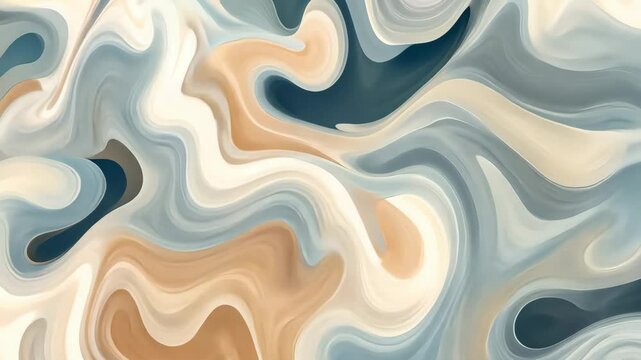 Fluid dynamics of abstract marble pattern with earthy tones shifting in seamless motion