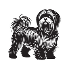 Artistic Shih Tzu silhouette emphasizing its long flowing fur - Shih Tzu illustration - minimal Shih Tzu vector - dog silhouette
