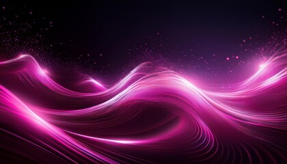 Obraz premium dynamic pink light streaks forming a wave pattern against a dark background, sparkling particles resembling stars