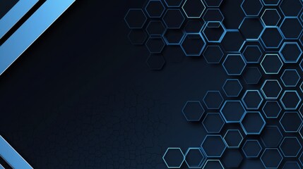 Blue Background with Hexagons and Grids for Design Banner Template, Featuring Abstract Minimalist Wallpaper with Copy Space on Blue Background