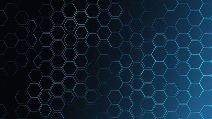 Blue background with hexagons for design, banner template. White space in the center of the page for text. Geometric pattern wallpaper with copy space.