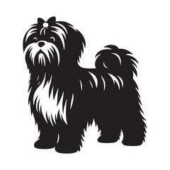 Sharp and elegant Shih Tzu silhouette designed for pet aesthetics - Shih Tzu illustration - minimal Shih Tzu vector - dog silhouette
