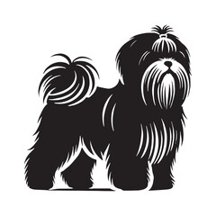 Minimalist Shih Tzu silhouette perfect for clean and modern art - Shih Tzu illustration - minimal Shih Tzu vector - dog silhouette
