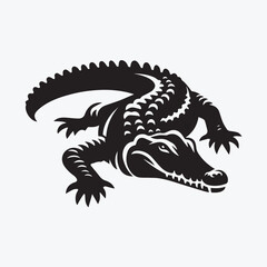 Crocodile black silhouette vector illustration