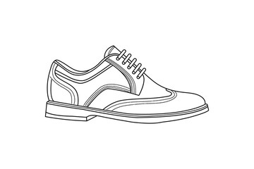 Classic men oxford shoe single line art elegant formal footwear isolated creative outline vector Illustration