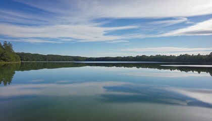 Tranquil Waters: A Lake Mirroring a Bright Sky
