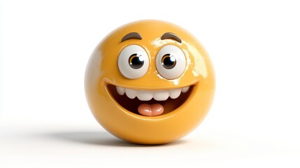 Joyful Yellow 3D Emoticon with Wide Smile
