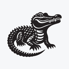 Crocodile black silhouette vector illustration