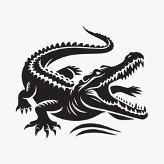 Crocodile black silhouette vector illustration