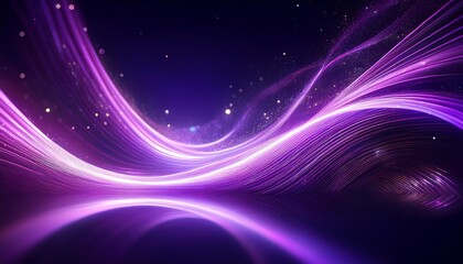 Obraz premium dynamic purple light streaks forming a wave pattern against a dark background, sparkling particles resembling stars