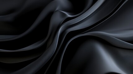 Obraz premium A close-up of elegant black silk fabric, showcasing smooth textures and delicate folds that evoke a sense of luxury and sophistication.