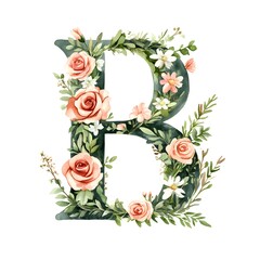 Elegant Pastel Watercolor Alphabet with Decorative Floral Ornaments
