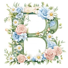 Elegant Pastel Watercolor Alphabet with Floral