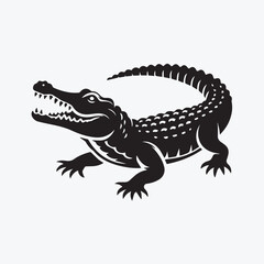 Naklejka premium Crocodile black silhouette vector illustration