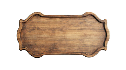 Empty wooden sign showing grain on transparent background