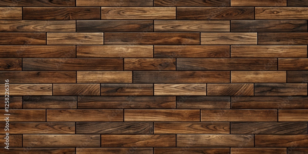 Aufkleber Seamless Pattern of Rich Brown Wooden Planks Arranged in an Interlocking Brick Pattern