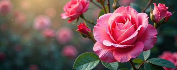 Obraz premium Damascena roses with intricate details and soft light, flower, gentle, floral
