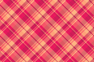 Spring textile background check, cover pattern tartan vector. Ragged plaid seamless texture fabric in red and light salmon colors.
