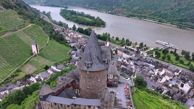 Stahleck Castle In Bacharach, Germany, Aerial View
