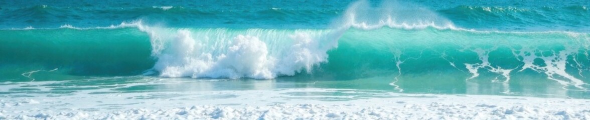 Fototapeta premium Colorful wave background with turquoise sea and white foam, abstract, sea