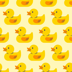 Duck seamless pattern. Baby toy backgtound. Vector illustration.