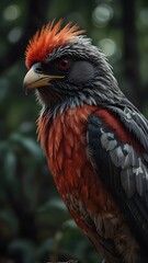 Close-up Portrait of a Majestic Red-Crested Hawk