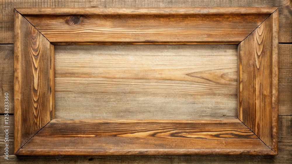 Aufkleber rustic wooden frame with natural wood grain texture and a blank center for your text or image
