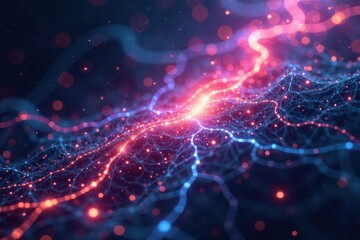 Fototapeta premium Cosmic Web of Energy with Holographic Threads, starfield, holographic threads