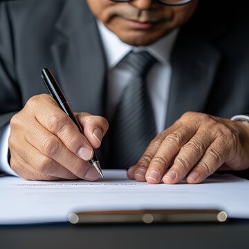 Government official signs hydrogen energy policy document in modern office setting for strategic development