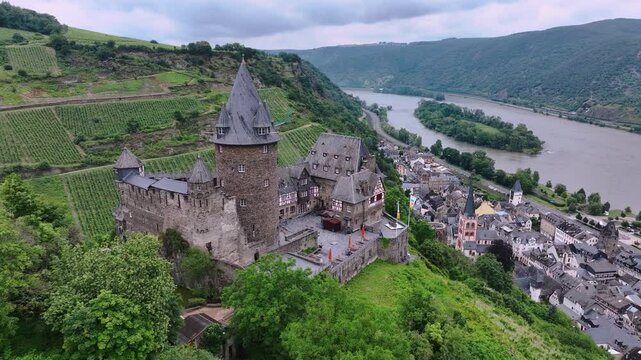 Stahleck Castle In Bacharach, Germany, Aerial View