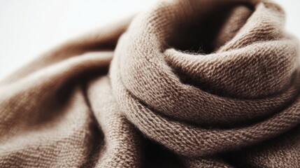Soft beige cashmere scarf, close-up texture. Lifestyle photography