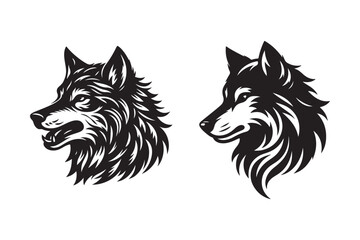 Fototapeta premium Wolf Head Silhouette Vector Illustration | T-Shirt, Hoodie, Pillow Design | Printable Clipart & 300 DPI Print File