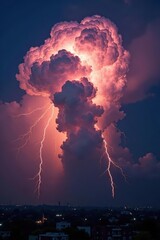 Thunderous rumble of a storm as cumulonimbus clouds unleash their fury with flashes of lightning, stormy weather, electrified air