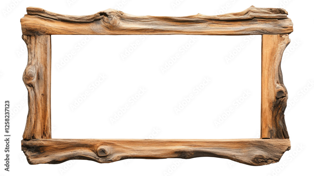 Poster rustic wooden frame creating empty space on transparent background