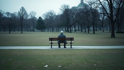 A solitary silhouette on a deserted bench, echoing the essence of isolation.