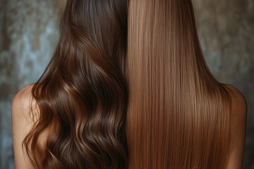 Naklejka premium Hair care industry, Long, flowing, and voluminous, ultra-close-up shot showing precise detailing and color matching