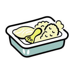 Hand-drawn high-protein meal kit in a food container