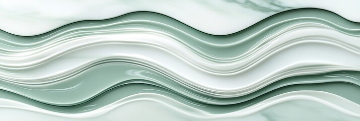 Fototapeta premium Seamless Abstract Pale Green Wave Pattern, 3D Low Profile Minimalist Design Background