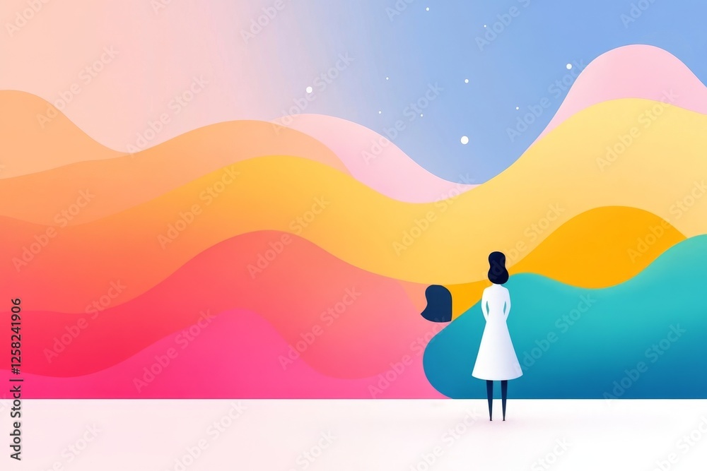 Aufkleber a flat 2d illustration of a person standing in front of a simple, gradient background