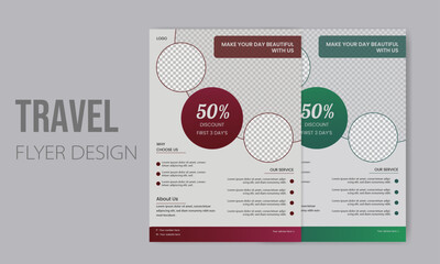 Creative, business & corporate pamphlet travel flyer concept design with multiple colour variation or flyer mocup in manifest  shade, perfectest for professional business work