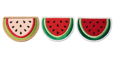 Embroidered Watermelon Patch Sticker, Cute Summer Patch, Embroidered Fruit Badge, Seasonal Design, PNG Transparent