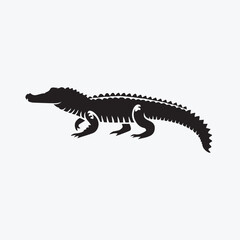 Obraz premium Crocodile black silhouette vector illustration